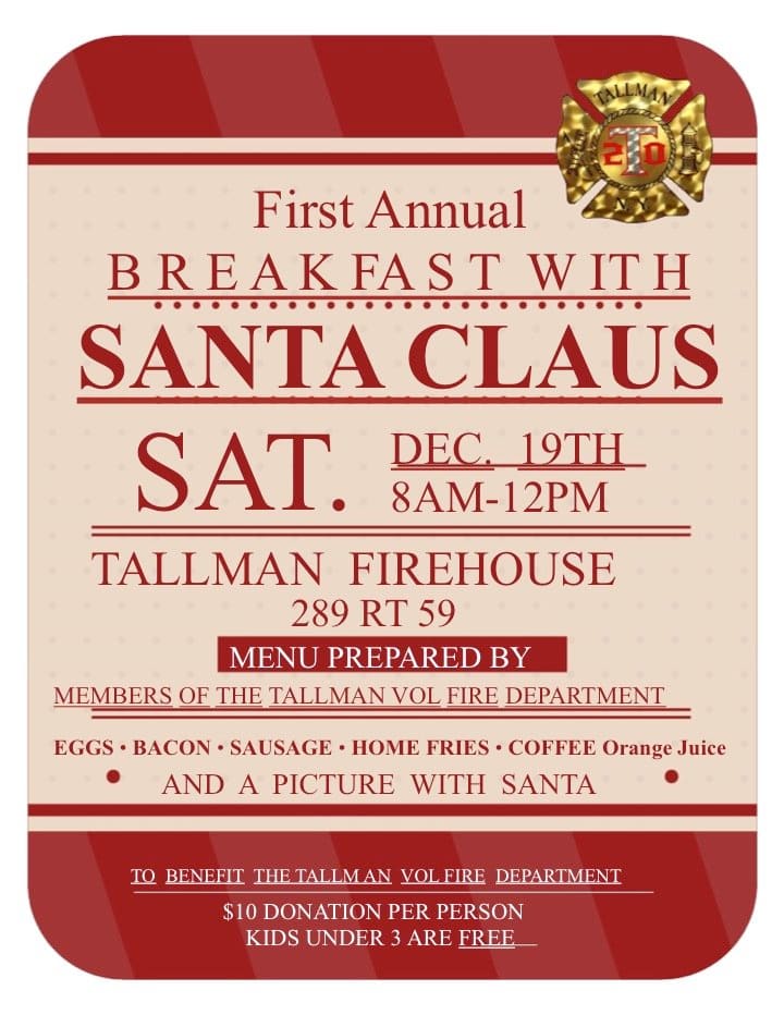 Breakfast and Picture with Santa, Dec 19