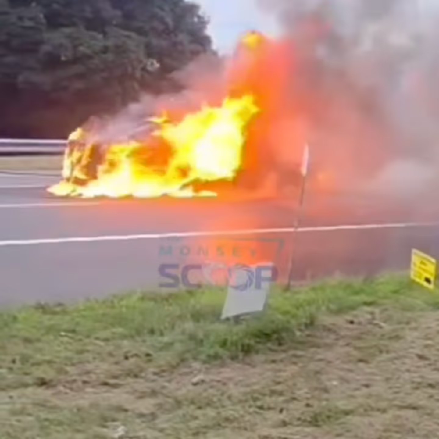 Car Fully Engulfed on NYS Thruway Exit 14B Off-Ramp in Airmont